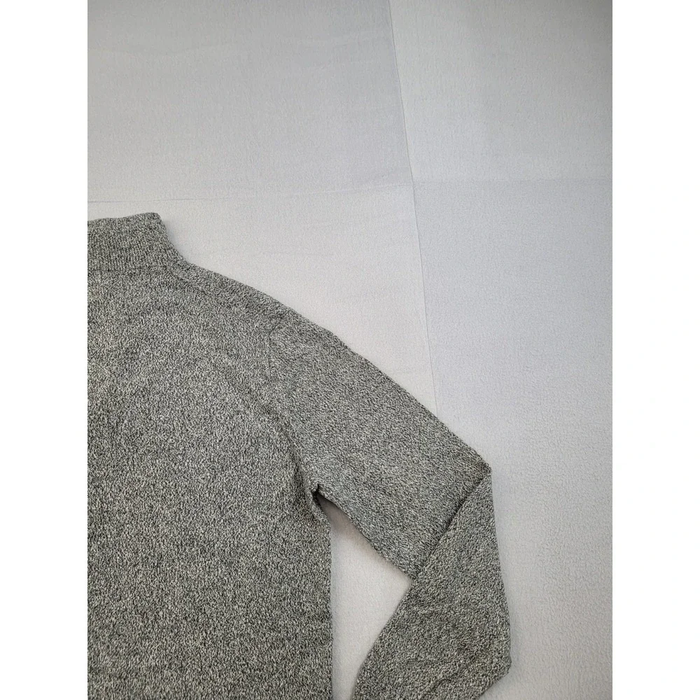 J Crew Men Sweater M Gray 1/4 Zip‎ Pullover Knit Wool Blend Long Sleeve Casual